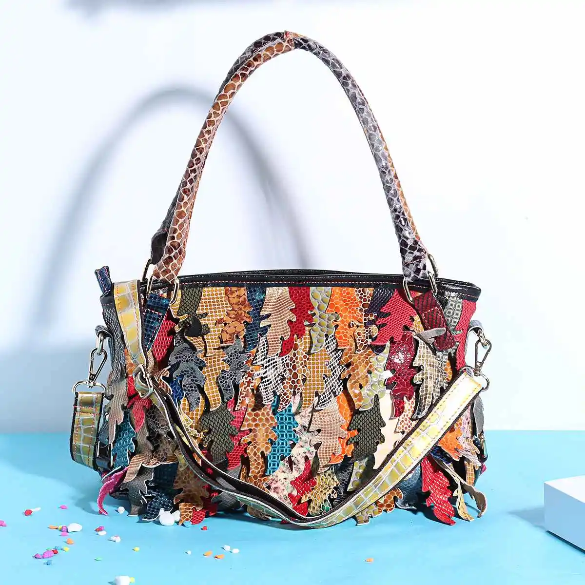 

Female Patchwork Genuine Leather Handbags Totes Feminine Bolsa Women Large Capacity Hand Bags Luxury Shoulder Bags Random Color