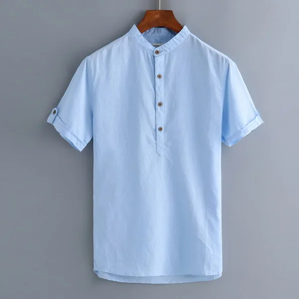 Spanish new arrival short sleeve shirt men linen cotton men shirts