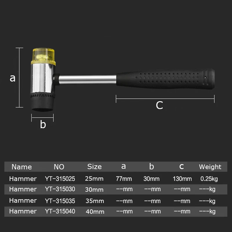 1 шт. Установка резиновый молоток 25/30/35/40 мм аукцион молоток Сталь ручка для ручной инструмент для дерева