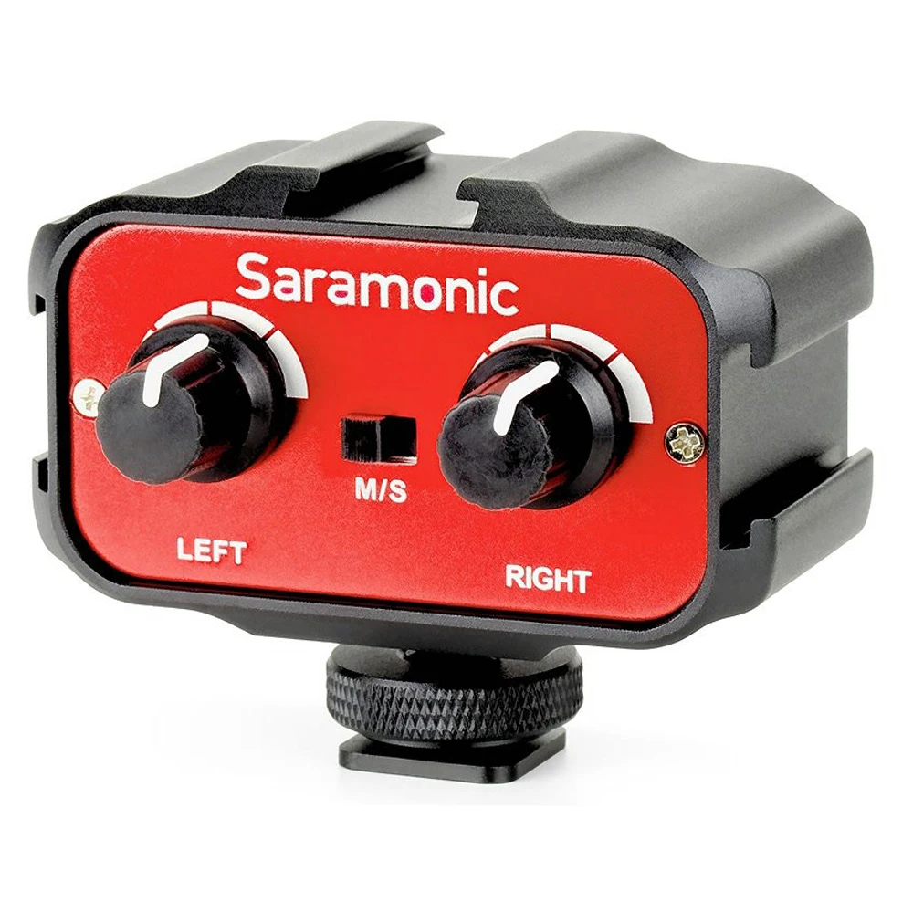 

Saramonic SR-AX100 Universal Microphone Audio Adapter Mixer with Stereo & Dual Mono 3.5mm Inputs for DSLR Cameras & Camcorders