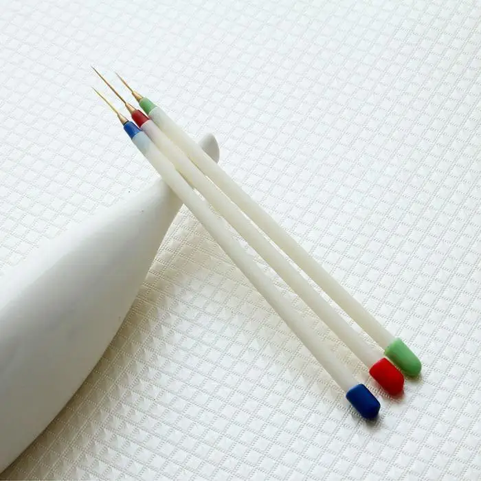 Горячие 3 шт ногтей DIY Pull Line Ручка Рисование нанесение полос пластиковые супертонкая кисть набор инструментов SJ66