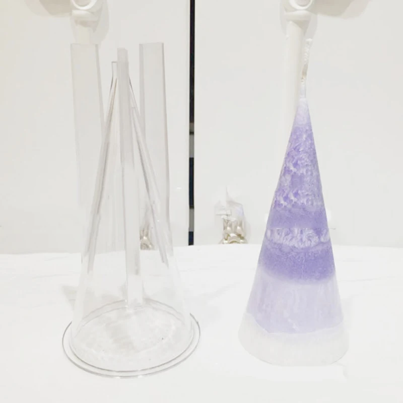 DIY свеча ручной работы Формы Конус прозрачная пластиковая свеча делая модель многоразового использования - Цвет: 2