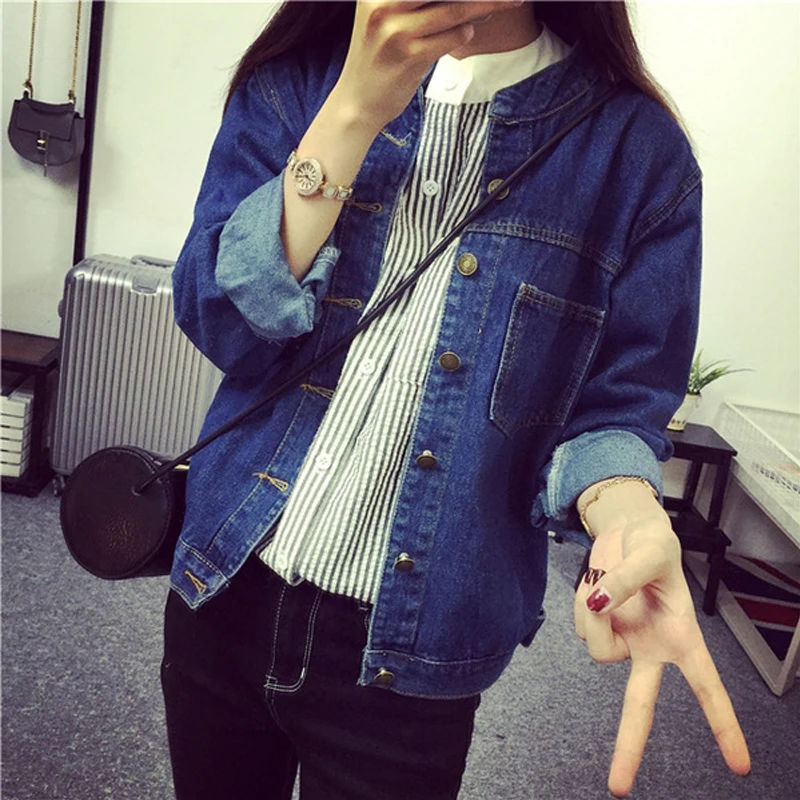 Thin Slim Fit Denim Jeans Coat Short Denim Jacket Longsleeve Women's Clothing 2019 Fashionable Streetwear