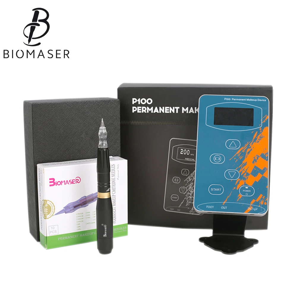 

Biomaser Professional Eyebrow Tattoo Machine Pen For Permanent Make Up Eyebrows Microblading Makeup DIY Kit With Tattoo Needle