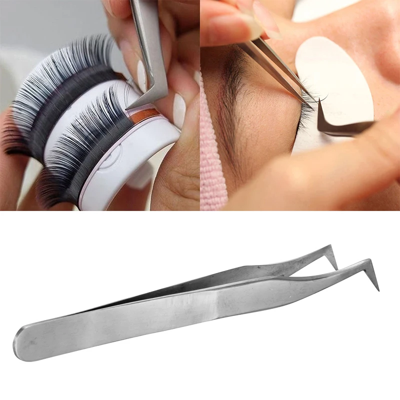 

Mayitr 1pc Stainless Steel Eyelash Extension Tweezers Curved Suitable For 3D 6D Volume Mink Lashes