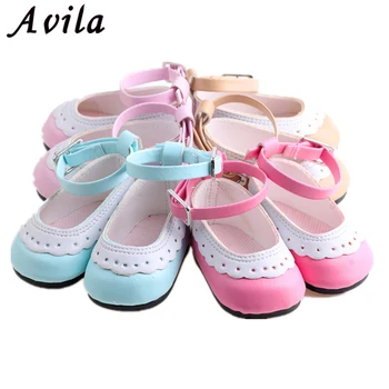 

New Fashion Baby Doll Shoes 7cm Shoes Leather Shoes With Bow Fits 43cm Dolls Baby New Born and 18" American Doll 1/3 BJD