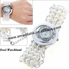 50 шт./лот Модный с хрустальными бусинами цепные часы, 4 цвета на выбор горный хрусталь женские наручные часы, LC ослепительные прочные наручные часы