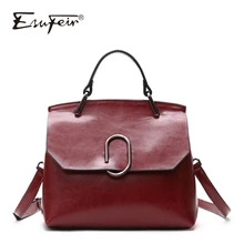 ESUFEIR Brand Genuine Leather Women Shoulder Bag Real Cow Leather Handbag Famous Design Crossbody Bag Casual Tote Top-handle Bag