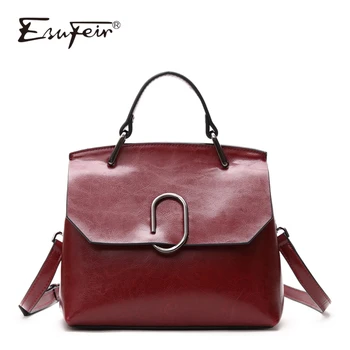 

ESUFEIR Brand Genuine Leather Women Shoulder Bag Real Cow Leather Handbag Famous Design Crossbody Bag Casual Tote Top-handle Bag