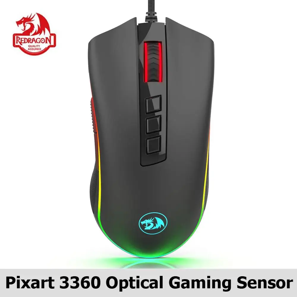 Игровая мышь Redragon 3360 COBRA Оптический игровой сенсор Pixart 16 8 24000 миллионов цветов RGB с