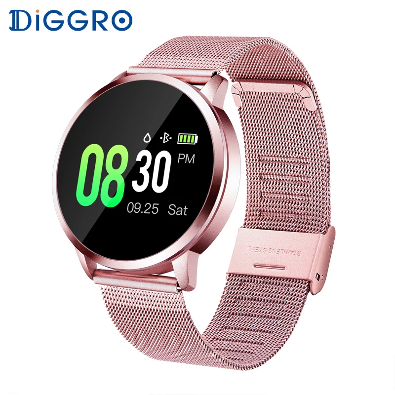 Diggro Q8 розовые расширенные Смарт часы фитнес трекер умные мужские модные монитор