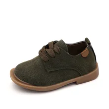 Children Retro Martin Boots Boys Leather Shoes Kids Anti-kick Soft Comfortable Feel Lace-up Single Shoes for Toddler Girls