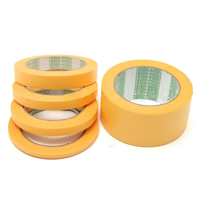 6mm/10mm/12mm/18mm/50mm Yellow Tape Adhesive Masking Tape Paint Spray Paper Tape 50M