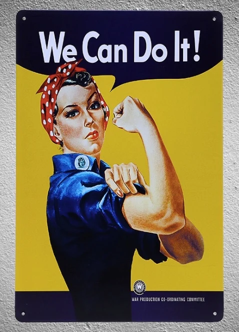 

1 piece We can do it Motivation Lady Tin Plate Sign wall Room man cave Decoration Art Dropshipping Poster metal