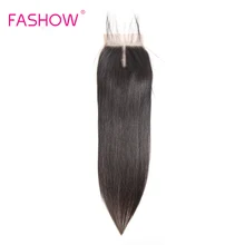 Fashow – perruque Lace Closure 4x4 Swiss Lace, cheveux indiens Remy, naissance de cheveux naturelle, pre-plucked, avec Baby Hair
