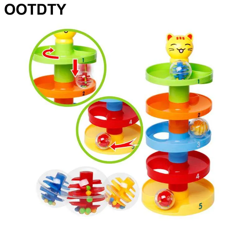 

Multi Colors Plates Pyramid Baby Puzzle Toys Rolling Balls Set Brain Teaser Educational Intelligence Development Exercising Tool