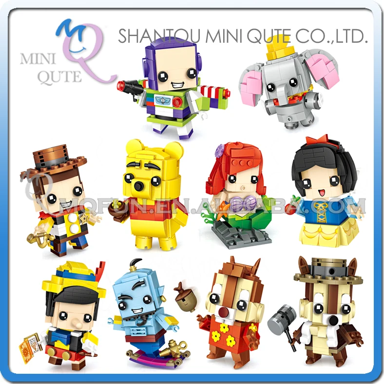 

Mini Qute LOZ cartoon Buzz Woody Chip Dale Djinn GENIE Pinocchio Snow White building block bricks action figures educational toy