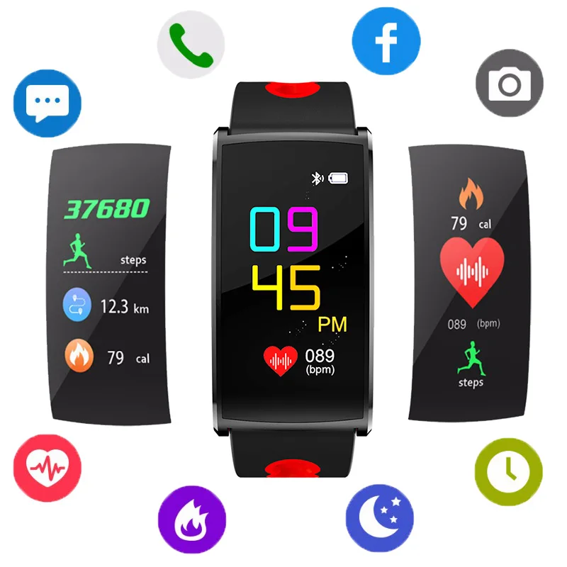

2018 Latest Sports Smart Watchbands Heart Rate HR Tracker Smart Bracelet Blood Pressure Detection Smart Device Wristbands unisex