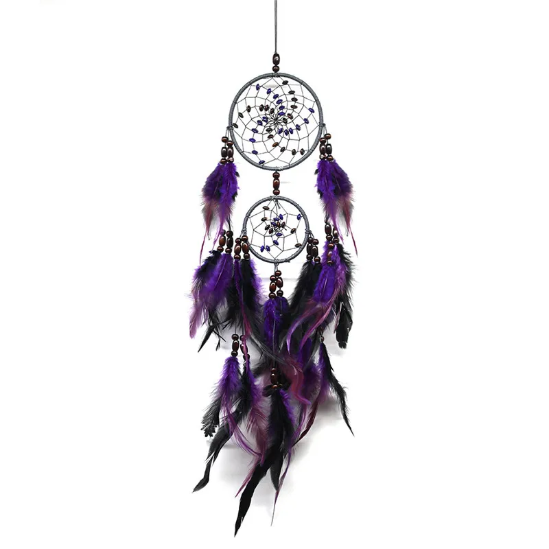 

New wind chime natural purple feather dream catcher car decoration pendant wedding dream catcher wall decoration