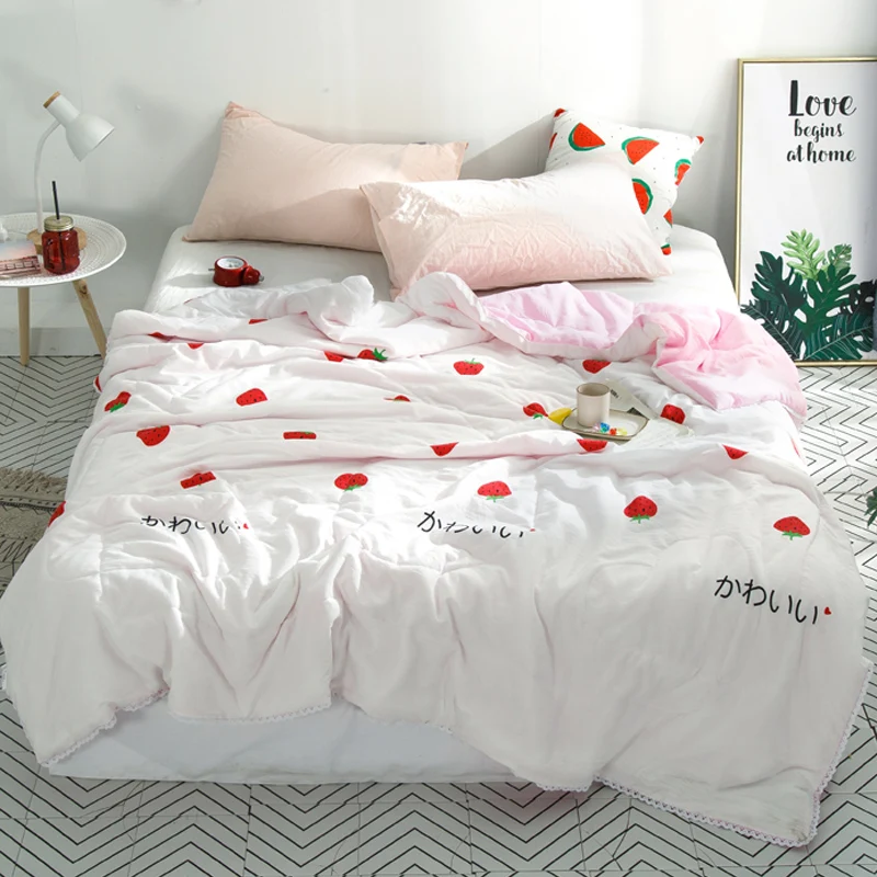 

Cotton Summer Quilt Bedding Thin Throws Cartoon Air Conditioning Quilting Comforter Blankets Animal Print Duvet Quilts 200*230