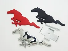 

SUKO Car Styling 3D metal Mustang horse Logo Front Hood Grille Emblem 3M glue Sticker Running Horse Decal for Ford Shelby GT