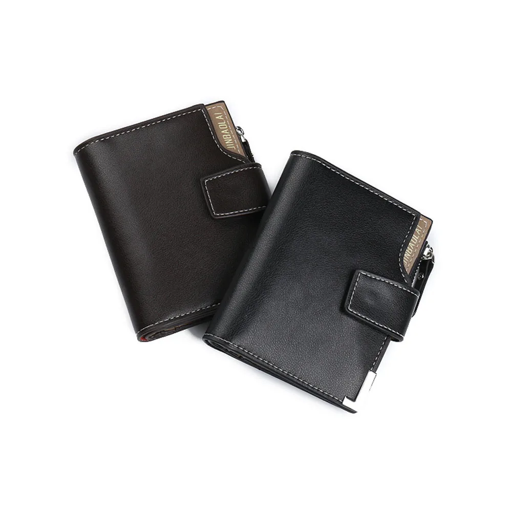 Men Leather Zipper ID Credit Card Holder Clutch Billfold Wallet Zipper