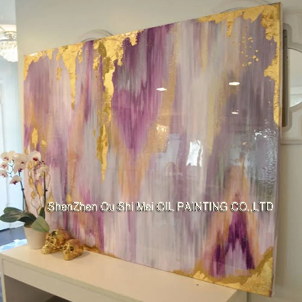 Profesionální umělec ručně barevné fialové abstraktní olejomalba na plátně krásné bohaté barvy olejomalba pro pokoj dekor
