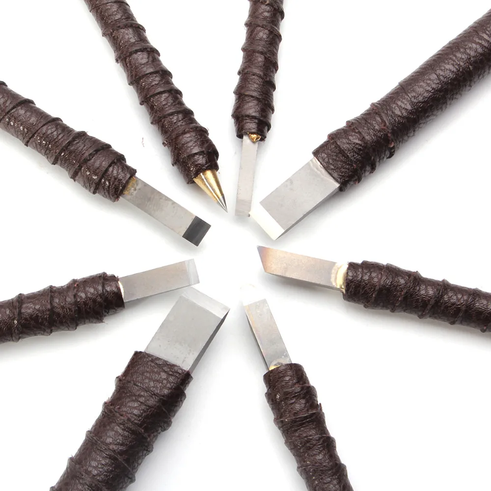 8Pcs/Set Steel Gravers Chisel Stone Seal Craft Wood Carving Engraving