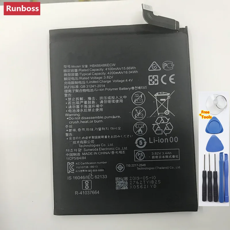 Runboss качественный аккумулятор HB486486ECW для huawei mate 20 Pro 4200 mAh