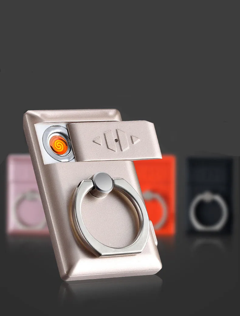 Креативное кольцо USB зарядка зажигалка, небольшой индивидуальный мобильный телефон кронштейн, электронная сигарета зажигалка, подарок для мужчин и женщин