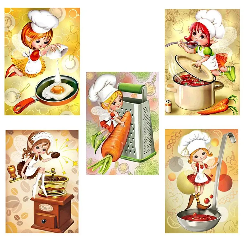 

Diamond Painting Cross Stitch Square Crystal Needlework Diamond Embroidery Kitchen Angels Full Diamond Decorative