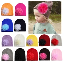 Зимняя и осенняя модная теплая вязаная шапка в европейском и американском стиле с большим цветком для детей