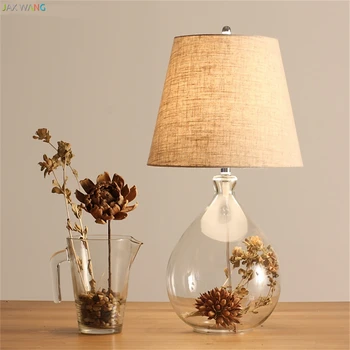 

JW_Nordic American Style Creative Modern Glass Table Lamp for Bedroom Living Room Study Room Bedside Cafe Table Light Decoration