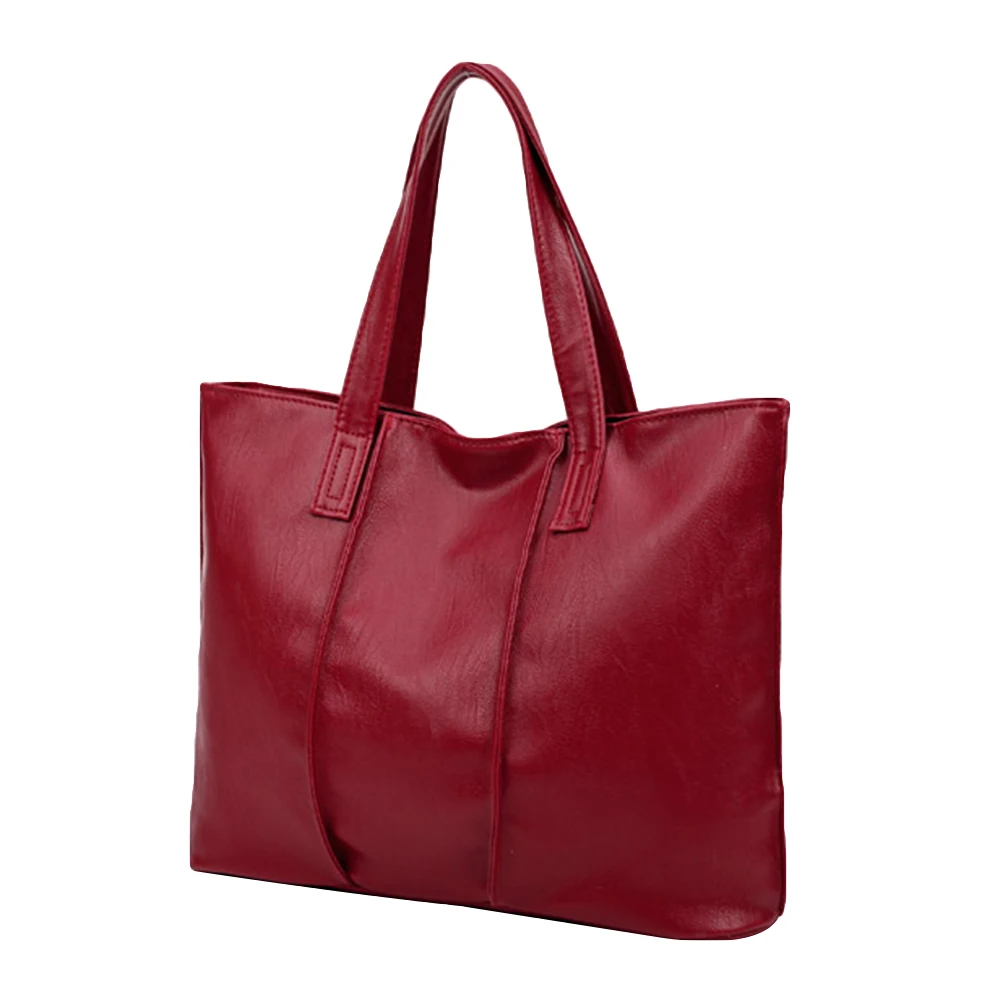 Women Fashion Faux Leather Large Capacity Zipper Shoulder Bag Tote