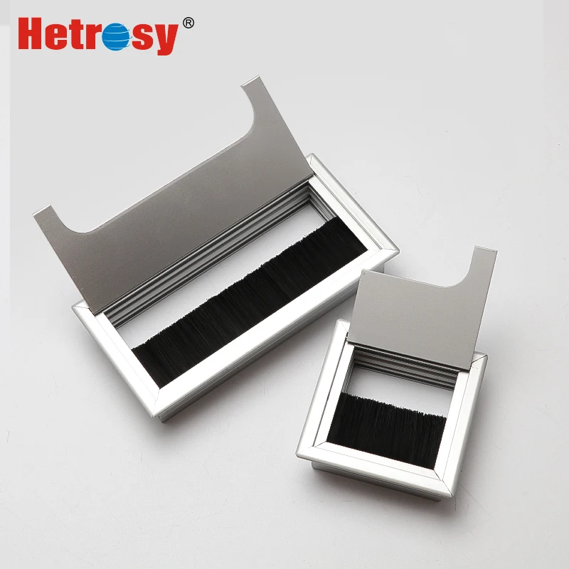Hetrosy Büro Hardware Matt Schwarz Rechteck Draht Kabel Tülle Aluminium Quadratischen Tisch Schreibtisch Tülle mit Mehrere Größen