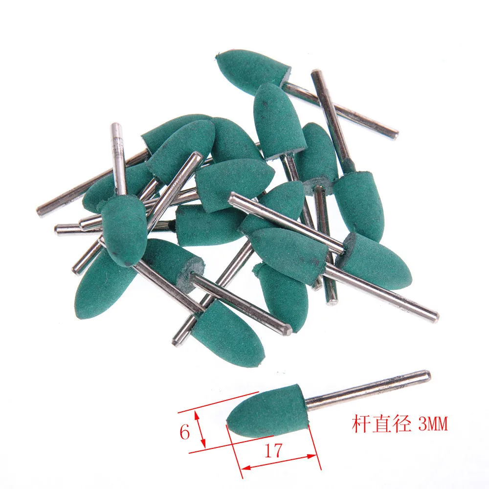 Polishing Mounted Points 20 pcs 1/8" Shank 6mm Bullet Rubber Polishing