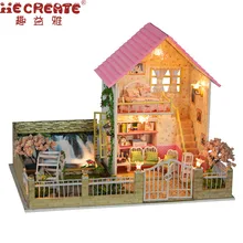 Миниатюрный Кукольный дом набор Прованса Кукольный Домик DIY Музыка Светодиодный свет деревянная модель дома игрушка с Мебель День рождения рождественские подарки