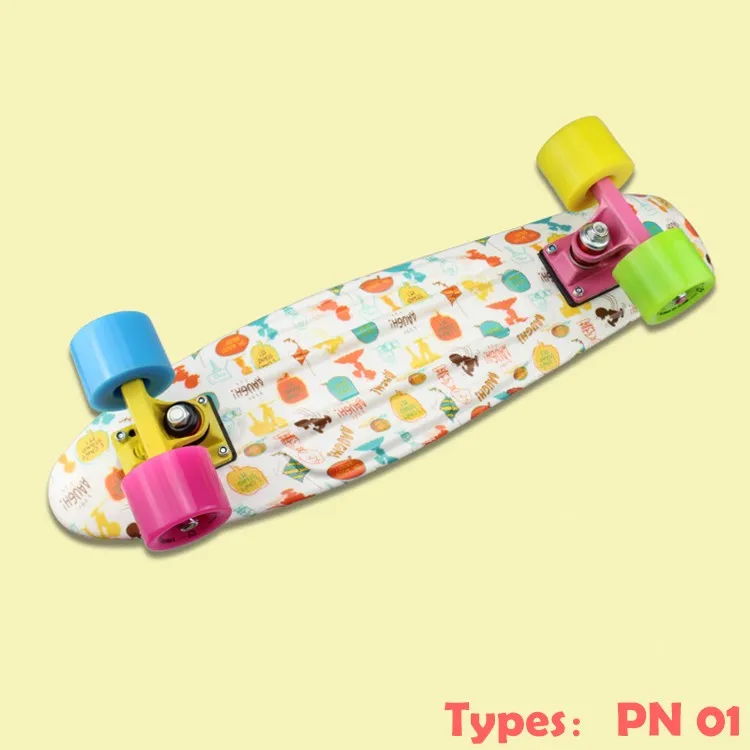 Новый 22-дюймовый Пластик мини Cruiser скейтборд длинная доска банан Ретро скейт Longboard Графический Печатный Детский самокат PN11