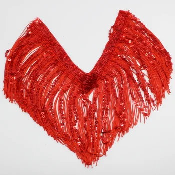 

YACKALASI 3 Yds Latin Fringe Tassel Polyester Sequined Dance Dress Trimming Macrame Lace Diy Garment Trims Samba Lace 15-30cm