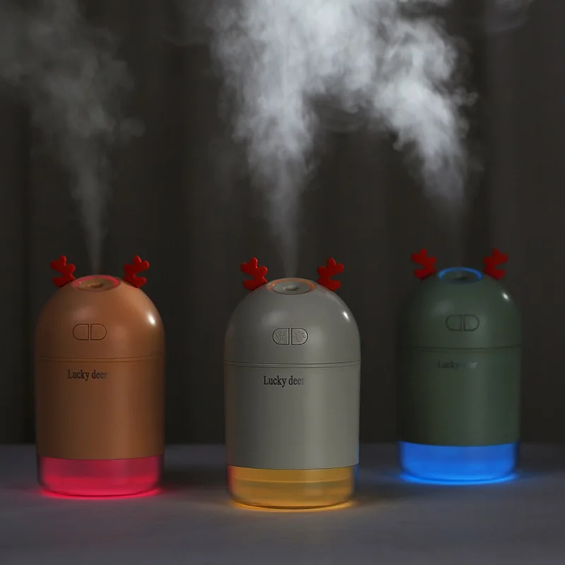 

400ml Ultrasonic Humidifier DC 5V White Deer USB Aroma Diffuser Car and Desktop Air Humidifiers With Color LED Mist Maker Fogger