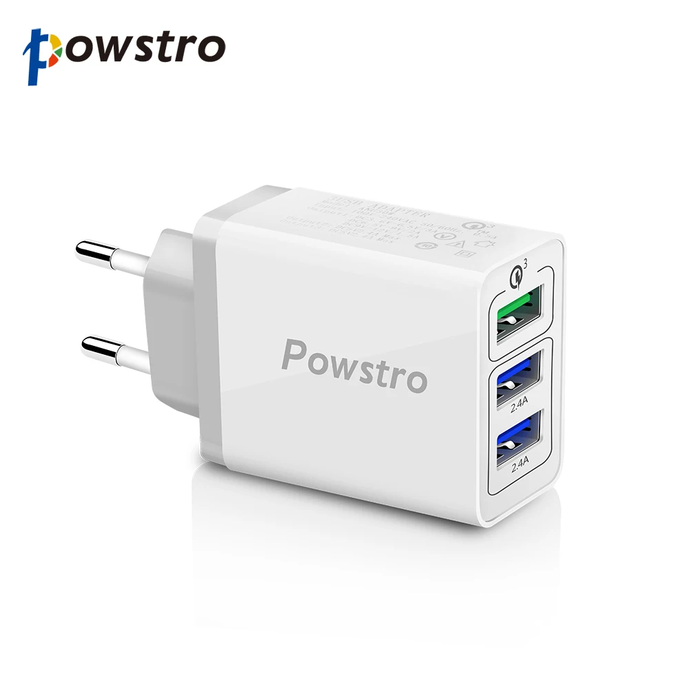 Powstro 3 Порты USB Быстрый Зарядное устройство QC 3.0 30 Вт USB телефон Зарядное устройство адаптер USB Зарядное устройство Smart Быстрая зарядка для Iphone 7 8 Samsung S8 зарядка для телефона - Тип штекера: white