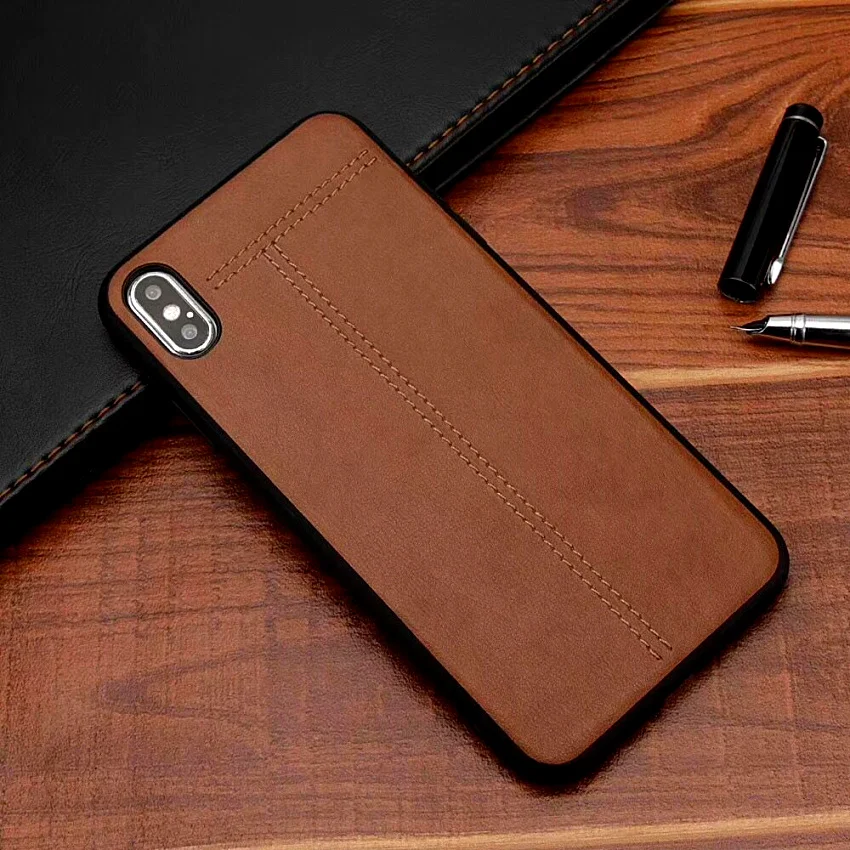 Luxury Business Ultra Slim Phone Case For iPhone X XR XS MAX PU leather Cases soft PC For iPhone 6 6s 7 8 Plus Back Cover Coque (2)
