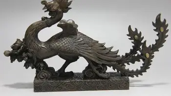 

Chinese folk copper Bronze famous vermeil sparrow phoenix Bird Fly Beast statue