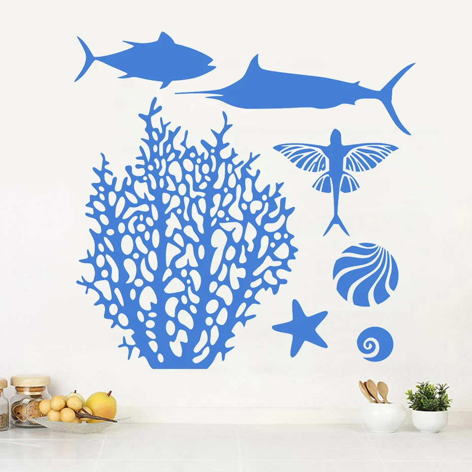 Seabed Animal Wall Sticker Removable Home Decor DIY Self Adhesive Waterproof Bathroom Wallpaper