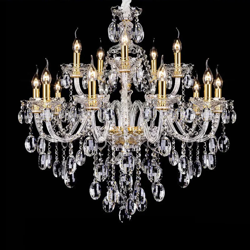 Lustre Ambre Cristal K9 Chrome – 6/8/10 Bras – Lampe Pendentif Vintage
