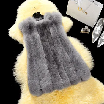 

Female rabbit fur coat fox fur winter vest coat 2018 vertical stripes long section fur vest women manteau fourrure woman black