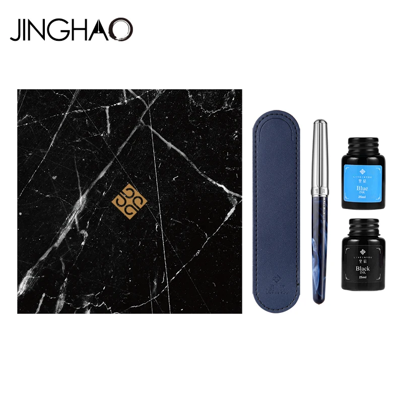 

Luxury Fountain Pen Set Friends Families Christmas Gift Silver Clip 4 Colors for Choose Ink Pens with a High-end Gift Box