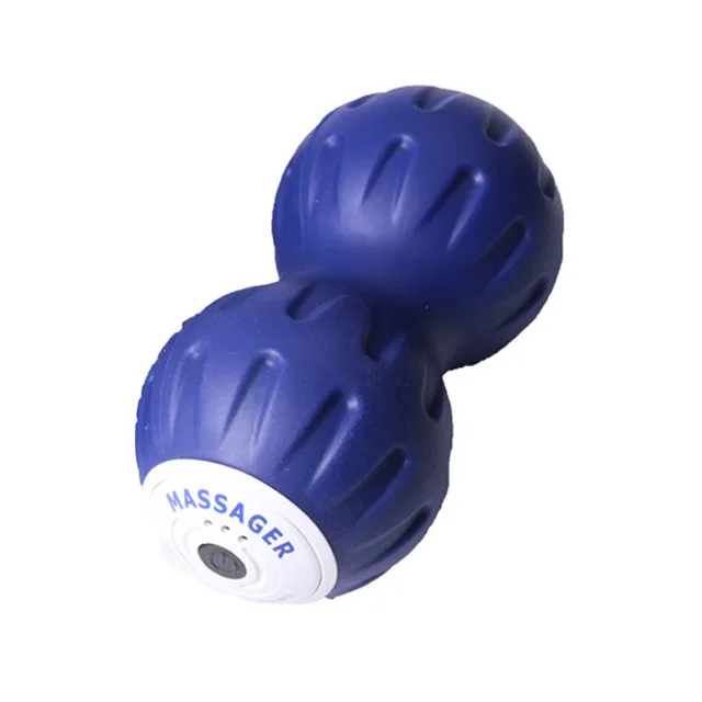 Новинка, Электрический вибрирующий Массажный мяч с арахисовым составом, для тренажерного зала, расслабляющий, для упражнений, пилатеса, йоги, тренировок, фасции, массажный роликовый мяч, релиз мышц - Цвет: Синий