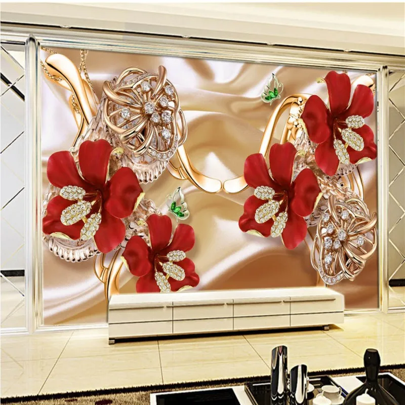 Custom mural Stereo 3D rich jewelry flowers wallpaper TV backdrop wall custom lobby bedroom office | Обустройство дома