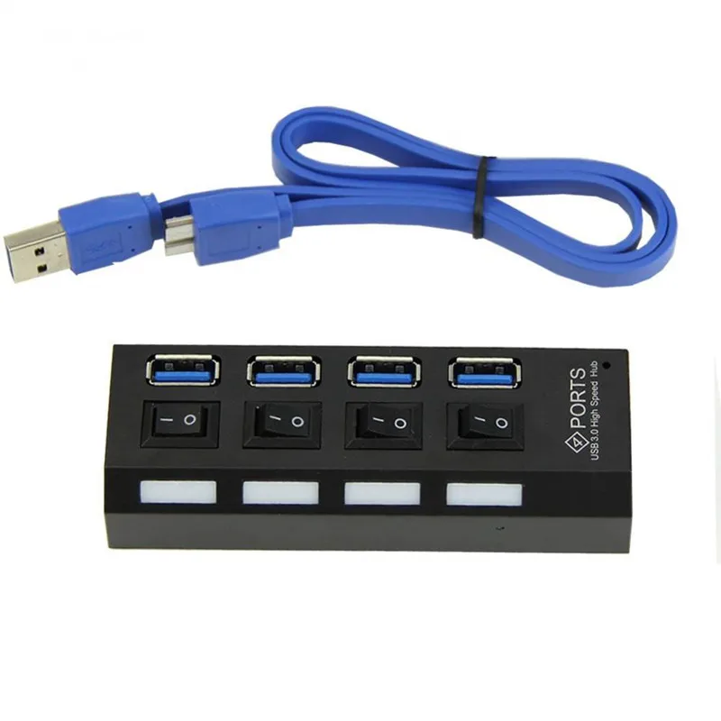 

4 Port USB 3.0 Hub Super Speed HUB USB Splitter With On/Off Switch For PC Laptop TR